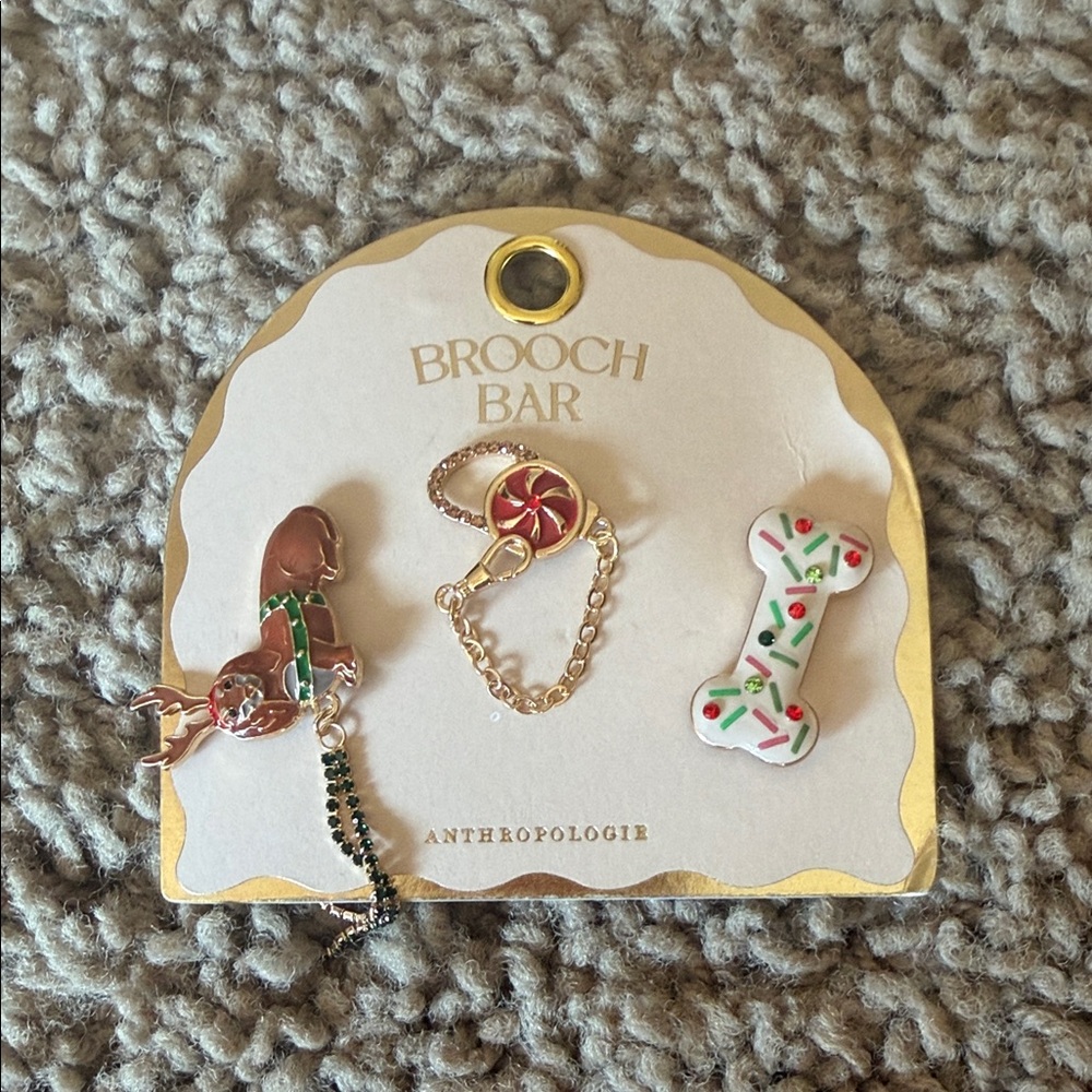 Anthropologie  Brooch Set - Green, Red, White